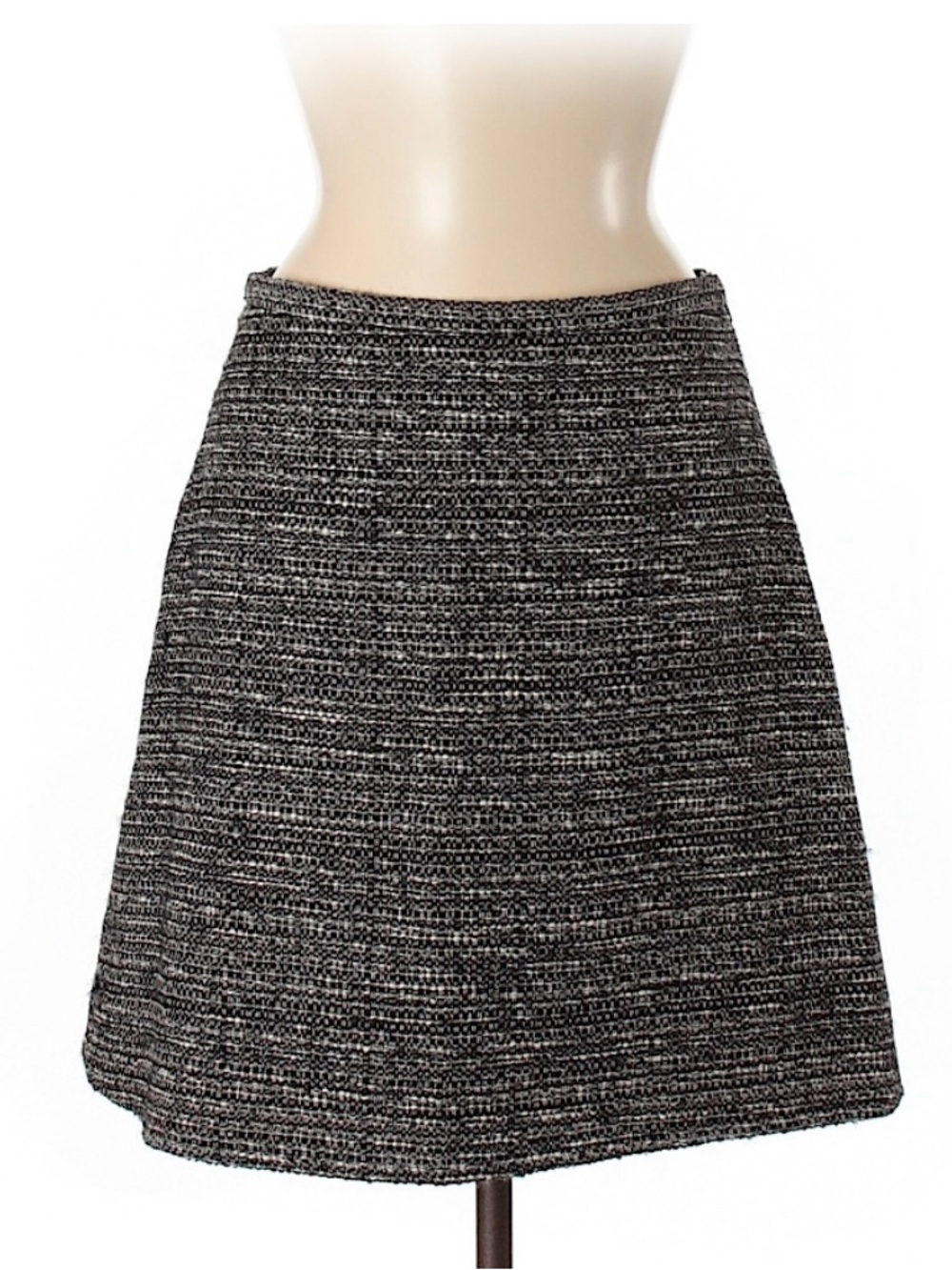 Classic Black & White Tweed A-Line Skirt